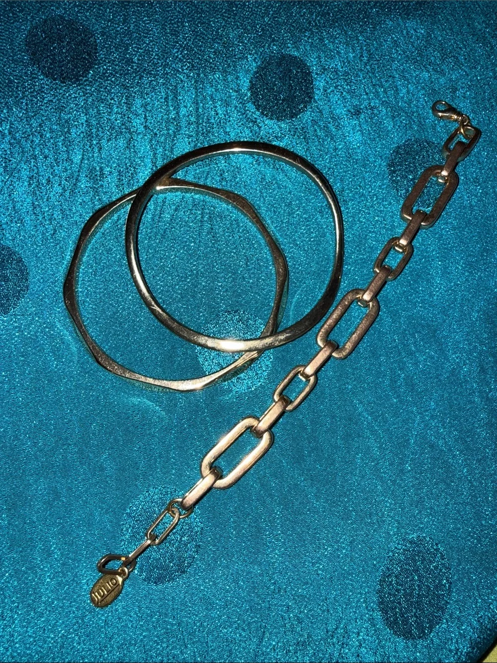 Gold Tone Link Bracelet and Bangle Set - Women Jewelry